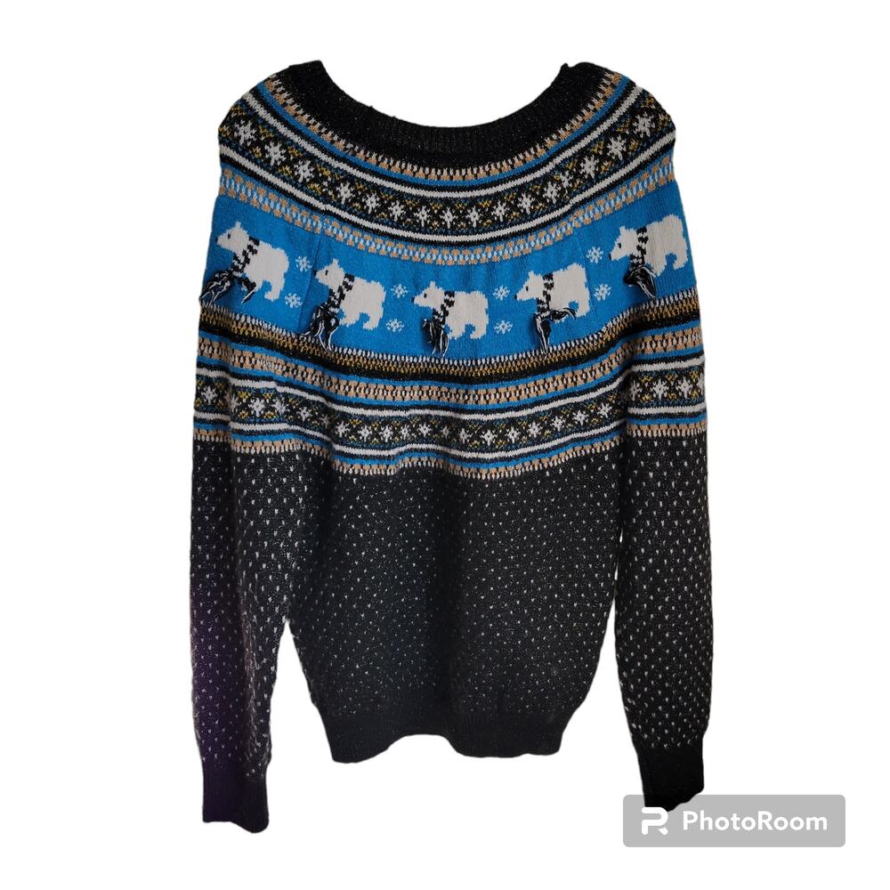 Womens Christmas Sweater Shirt Size M Holiday Time‎ Polar Bear Retro Vintage